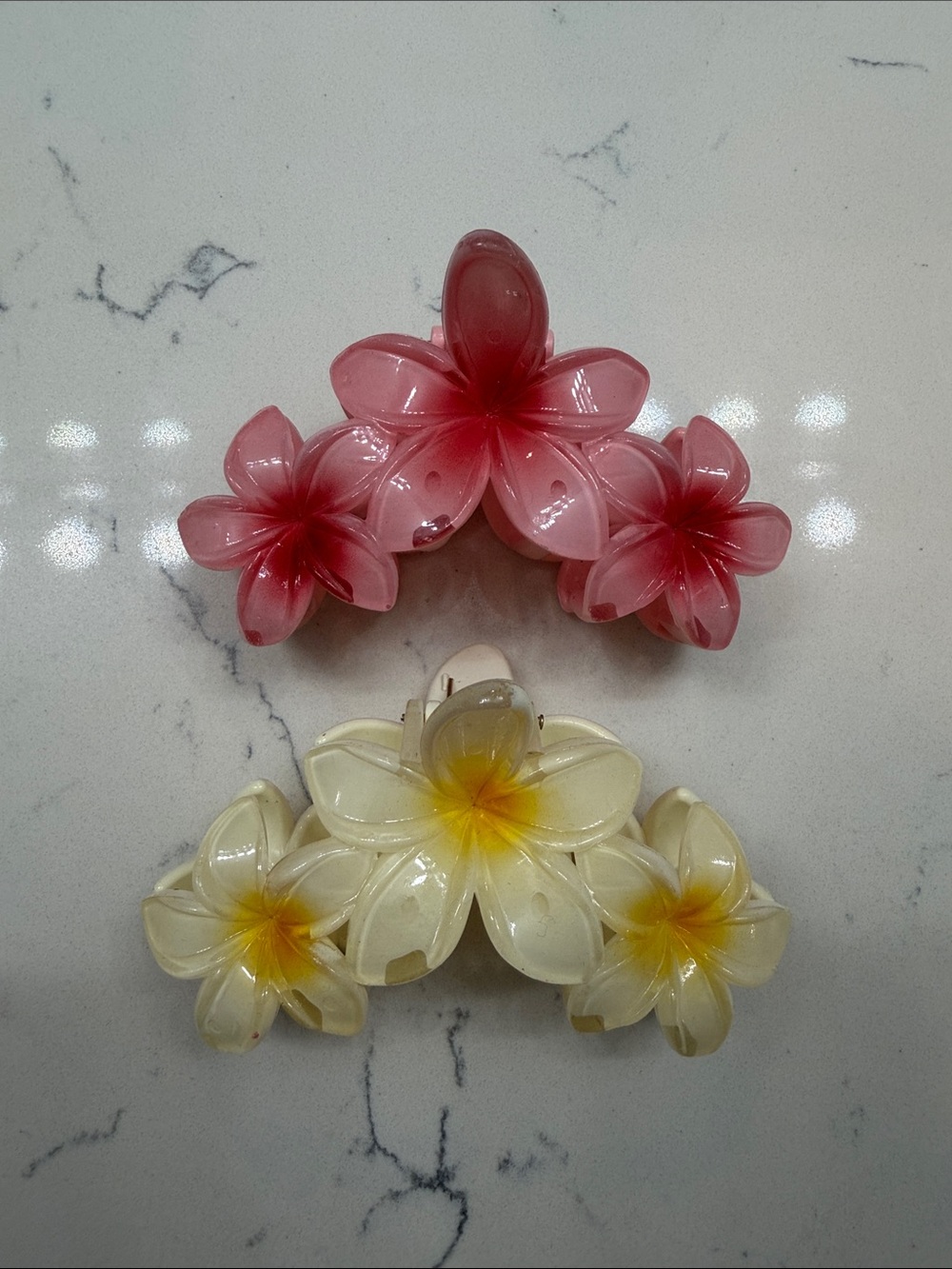 Floral Plumeria Hair Clips - Pink & Cream